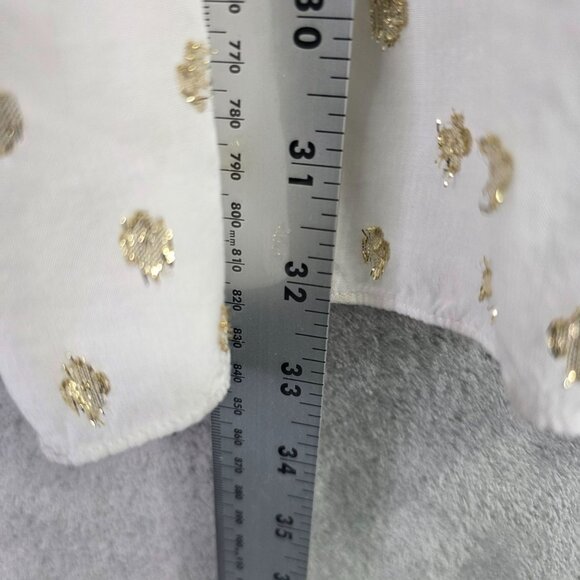 Womens Michael Kors Gold Metallic Polka Dot Smocked Ruffle Dress Viscose Blend S - Picture 7 of 8